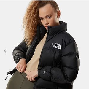 North Face Black Cropped Nupste Jacket
